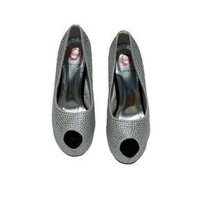 Red Circle Charlize White Black Bling Sexy Platform Heigh Heels Size 8